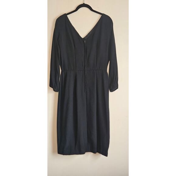 Vintage Black Evening Dress, Fully Lined, Mesh Sleeves, Sz 16 - Picture 5 of 7